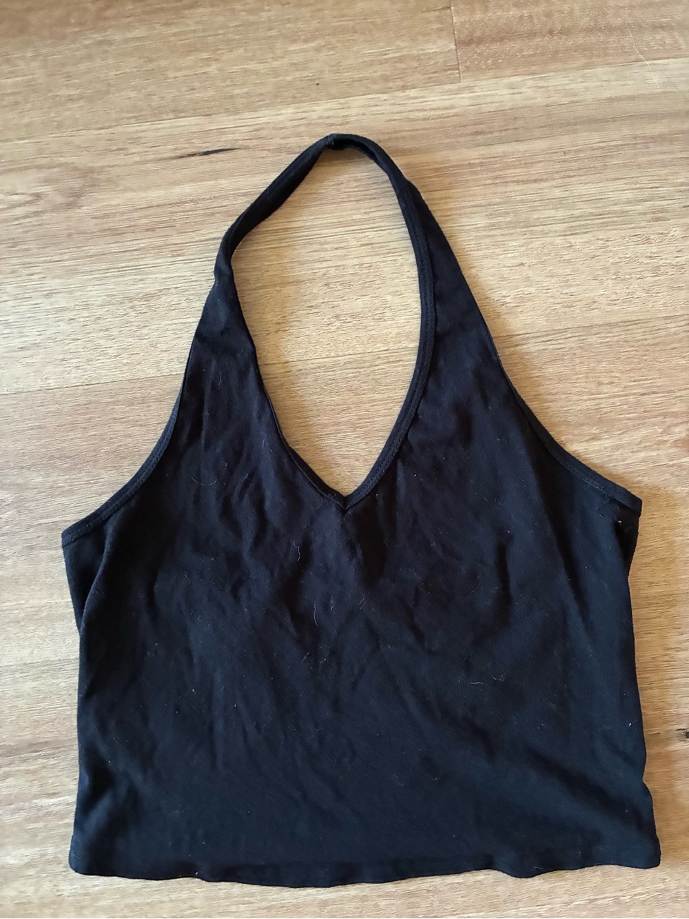 Bozzolo Black Halter V-Neck Crop Top